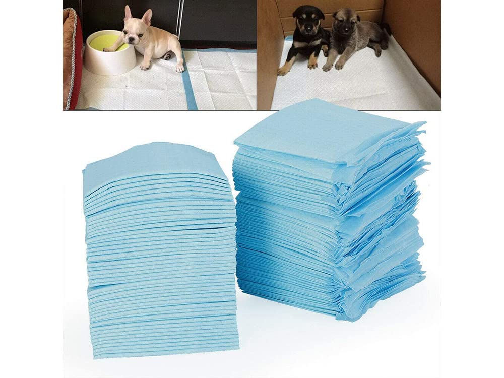 Juego de 50 almohadillas para cachorros, tamaño "S", aprendizaje a orinar, 45 x 60, para caja de arena, cama para cachorros, base para cuencos, resistente al agua, absorbe los andamios