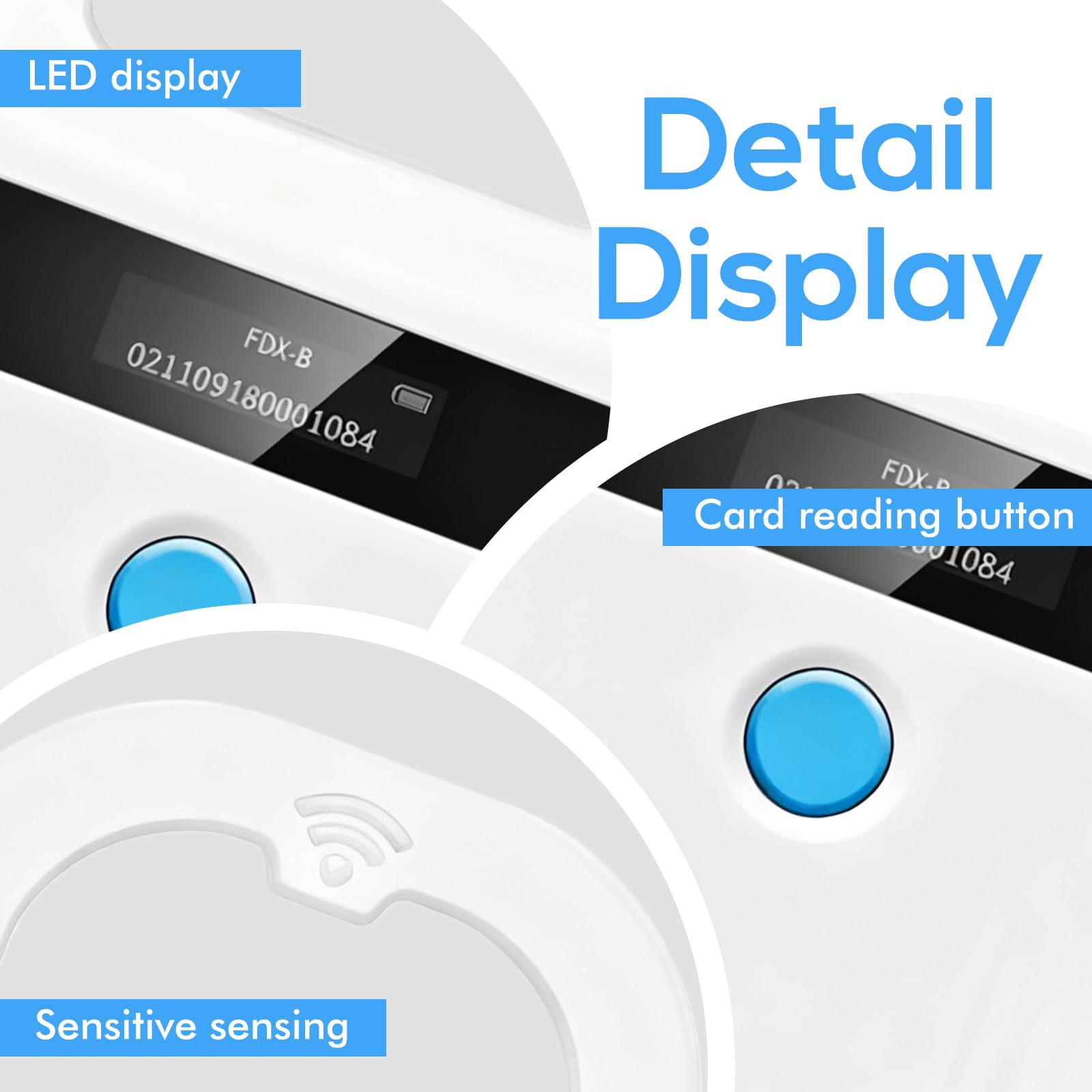 Lecteur De Puces, Lecteur D'identification D'animal, Rechargeable Rfid Emid Lecteur Puce Animaux, 134,2 Khz 125 Khz, Lecteur D'Étiquettes D'animaux Pour Animaux De Compagnie/Cochons/Chiens/Chats