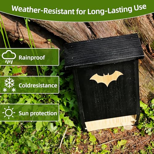 Seezengreen Large Outdoor Bat House – Double Chamber Wooden Shelter Box for Roosting, Garden Habitat, Easy to Mount, Wooden Bat House for Outside