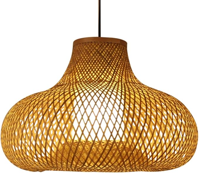 LQZCXMF Lantaarn Bamboe Hanglampen Rieten Afwerking E27 Vintage Hanglampen Vintage Bamboe Geweven Licht Boho-verlichtingsarmatuur Voor Keukeneiland Woonkamer