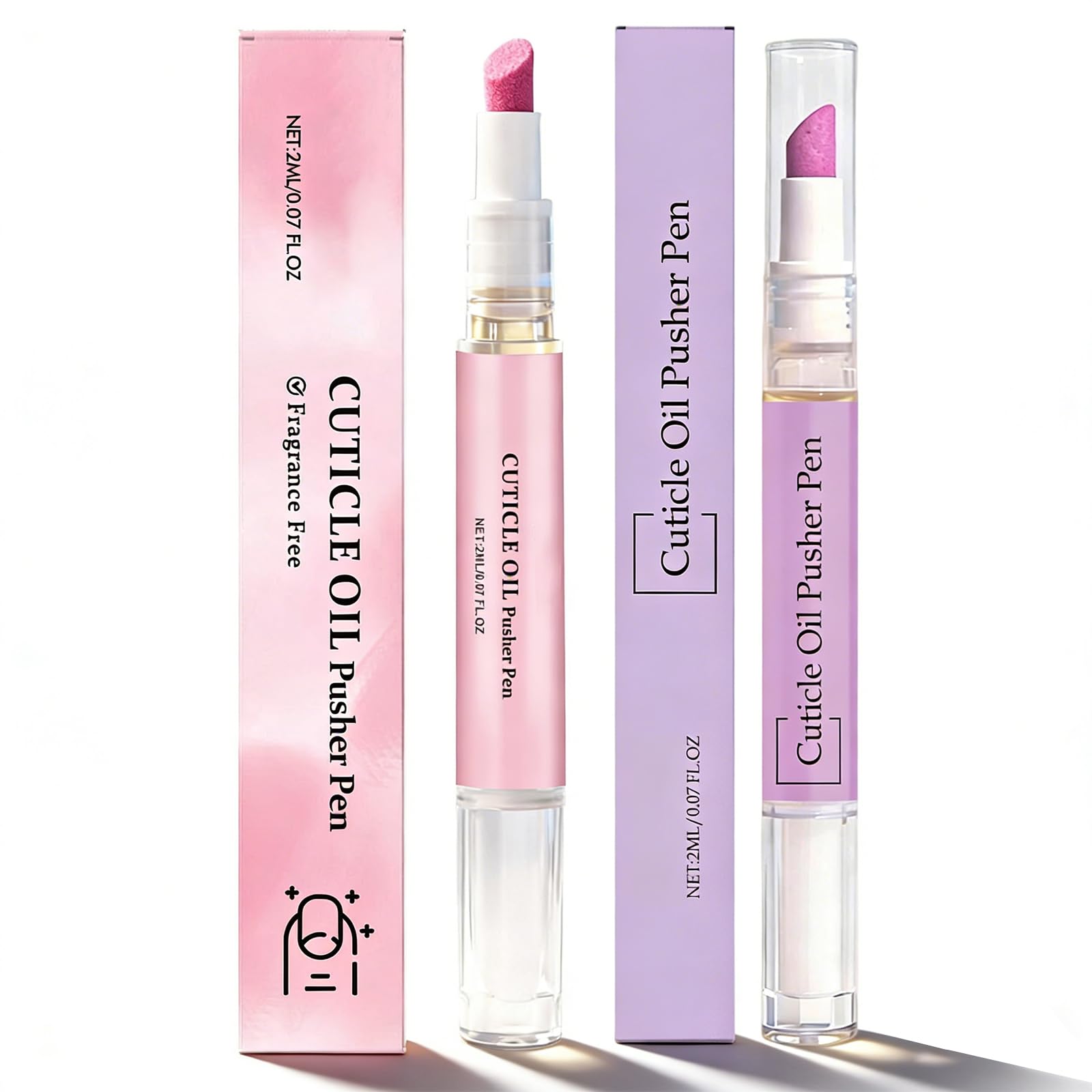 2PCS Penna Spingi Cuticole 2 in 1, Penna 3 in 1 con olio per cuticole, Olio Cuticole Unghie, 3-In-1Nail Care Pen, Nutriente E Lucidante,Cura Delicata,Adatto Per Unghie Secche E Danneggiate