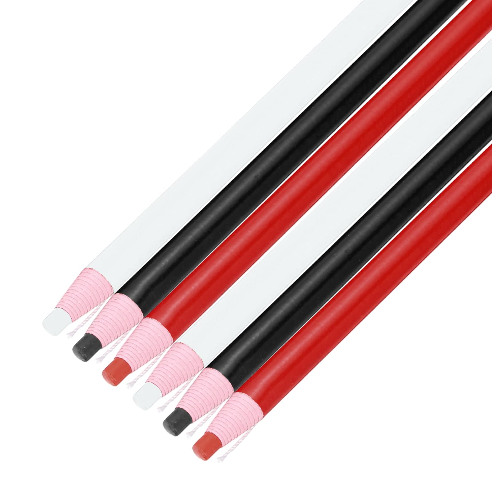sourcing map 6PCS Peel-Off Grease Pencils, Color China Markers for Glass Metal Plastic Paper, Non-Sharpening Wax Pencils for Coloring Drawing Marking, White & Black & Red