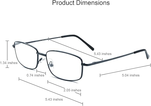 Miniatura 7 de Gafas de lectura rectangulares extra anchas de metal para hombres y mujeres