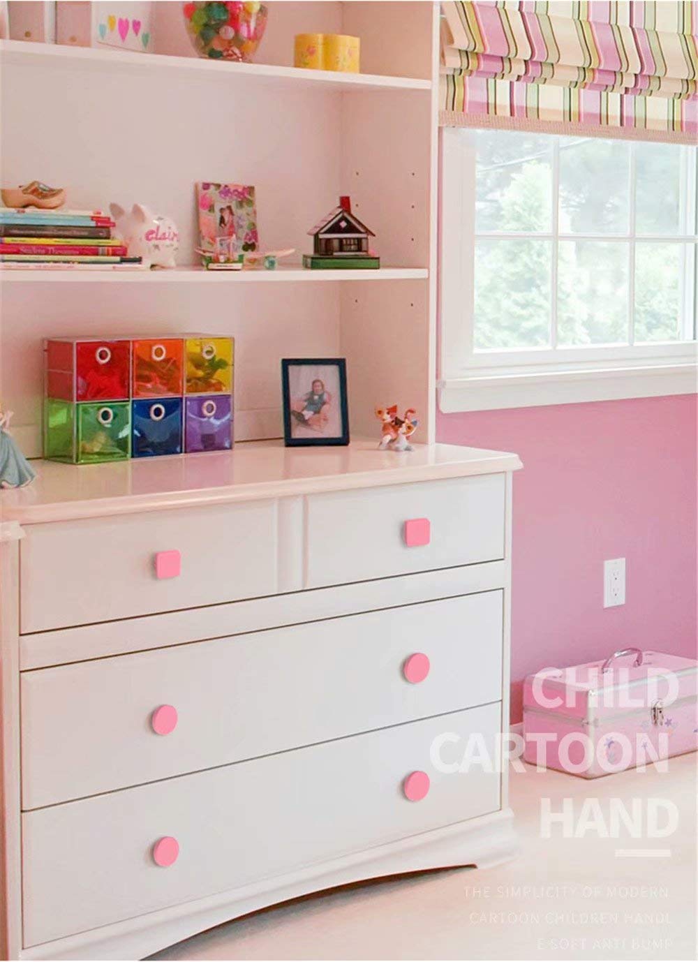 Pomos de Puerta, 6 pomos creativos de Gel de sílice para Puerta, Tiradores de cajón para Armario/Armario/Armario/cajón/baño/decoración de habitación de niños (Rosa-Redondo)