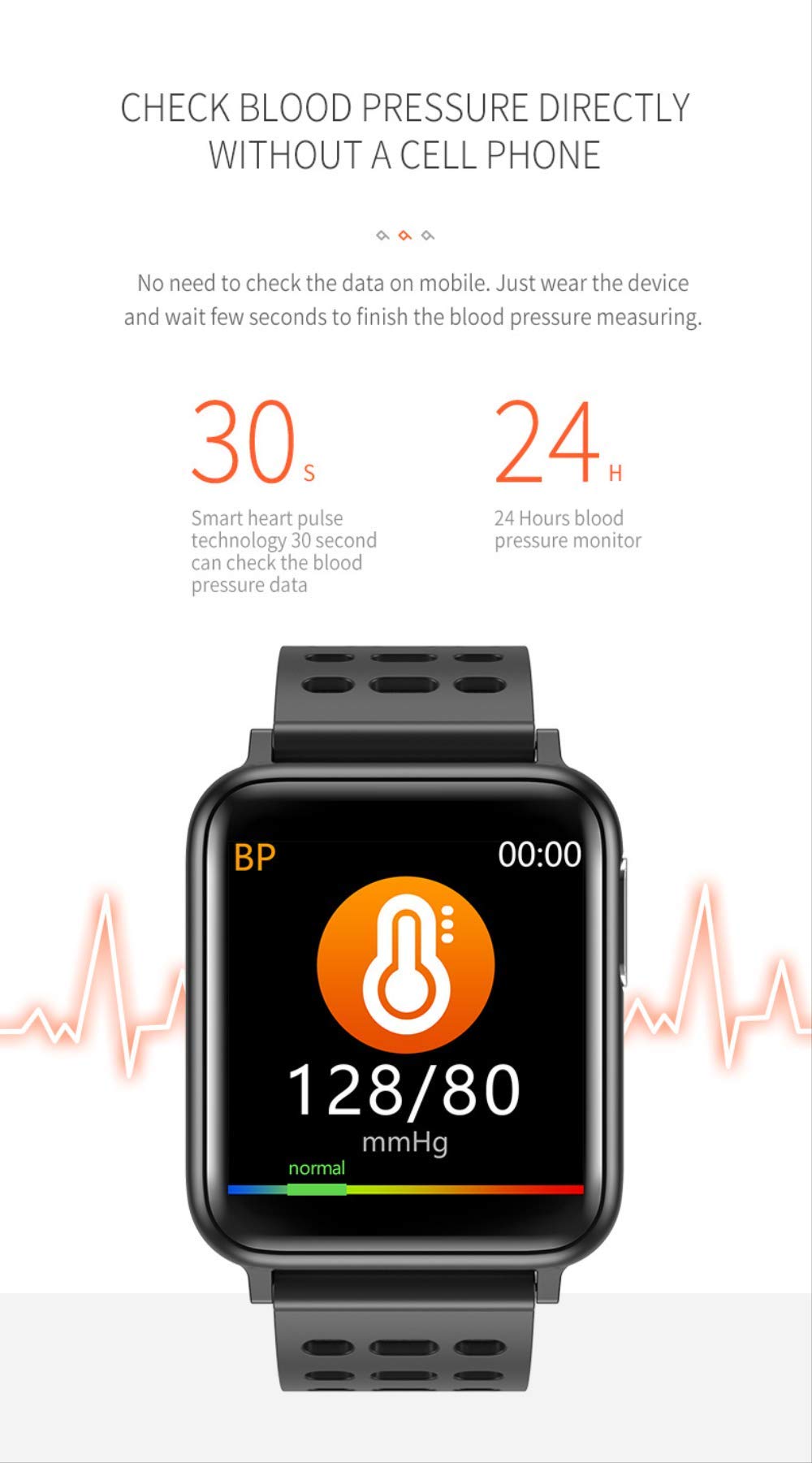 V5 Schermo A Colori Intelligente Lising Ambientale Bracciale Ecg E Ppg Elettrocardiogramma Frequenza Cardiaca Monitoraggio Dell'Ossigeno, Sport Orologio Impermeabile 24Cm Nero Puro