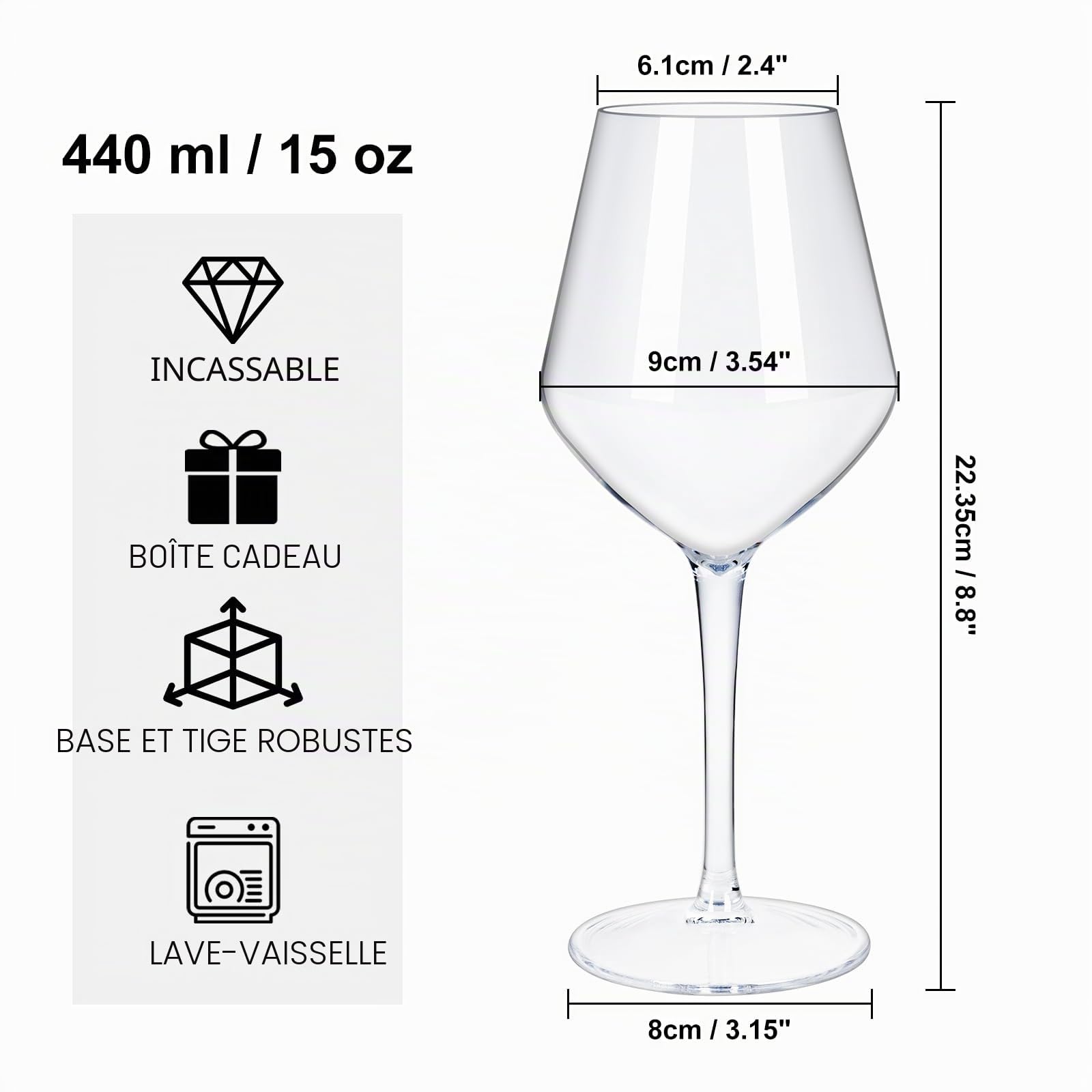 Lot de 4 verres à vin rouge incassables en plastique Tritan flottants, réutilisables, élégants, 403 ml, pour fête de piscine, mariage, anniversaire, camping, voyage, sans BPA, passent au