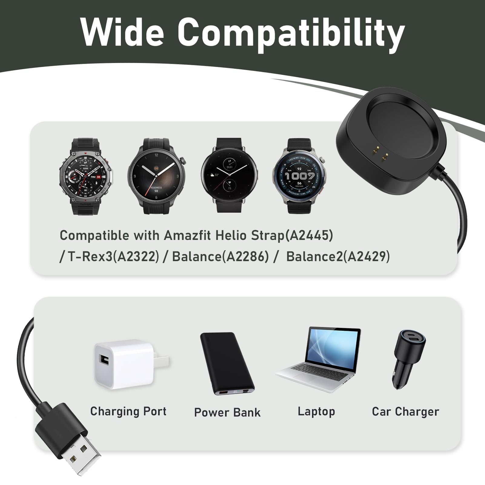 hafiuege Cavo di Ricarica per Smartwatch, 2 pin a Contatto Magnetico