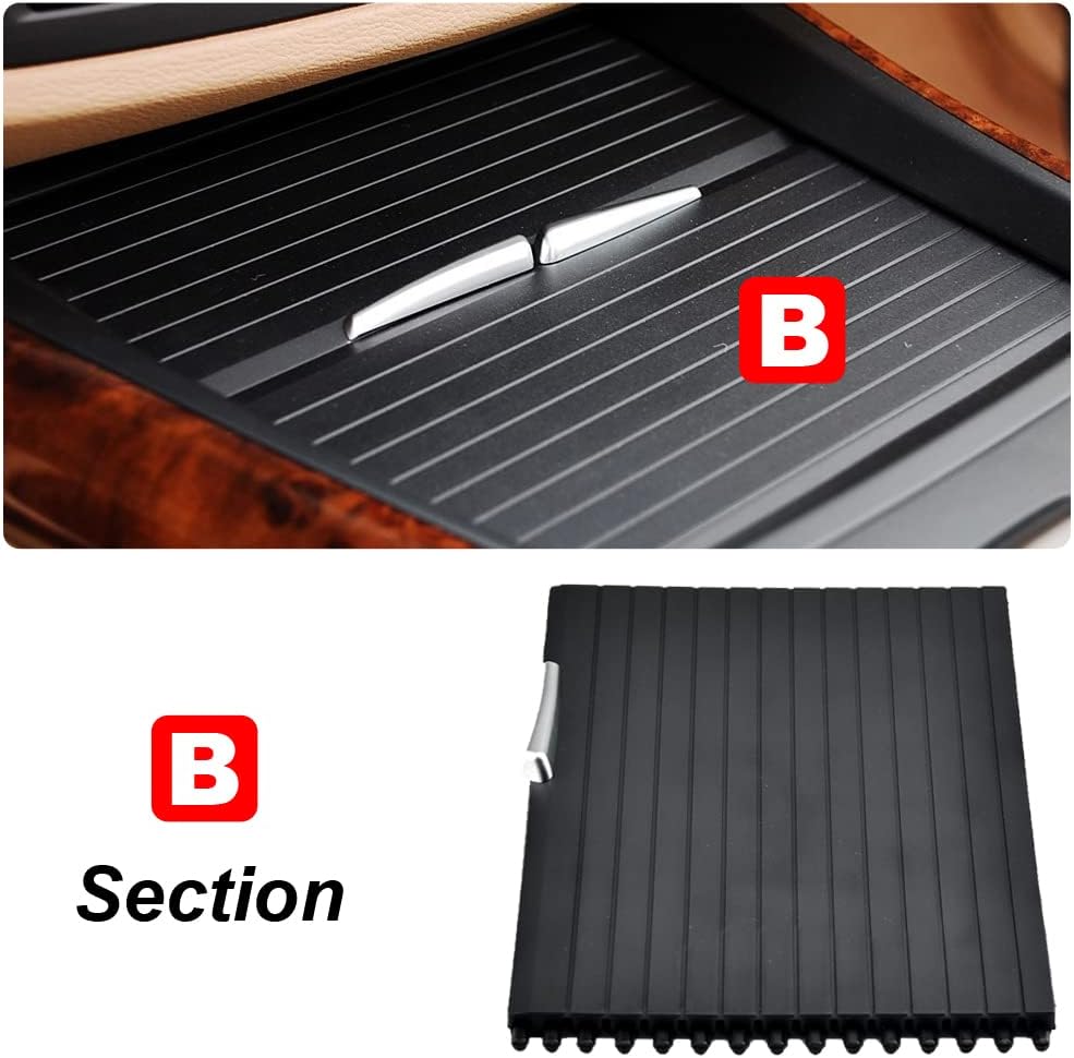 Car Center Console Cup Holder Cover Slide Roller Blinds Storage Box Zipper Sliding Cover Compatible with B-MW X5 E70 X6 E71 E72 2007-2014-B Section