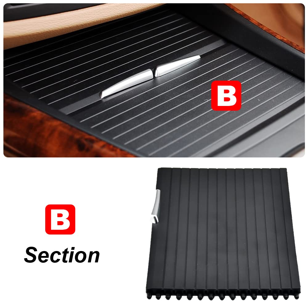 Coche Centro de la Consola Portavasos Cubierta Deslizante Roller Persianas Caja de Almacenamiento Cremallera Deslizante Cubierta Compatible con B-MW X5 E70 X6 E71 E72 07-14-B Sección