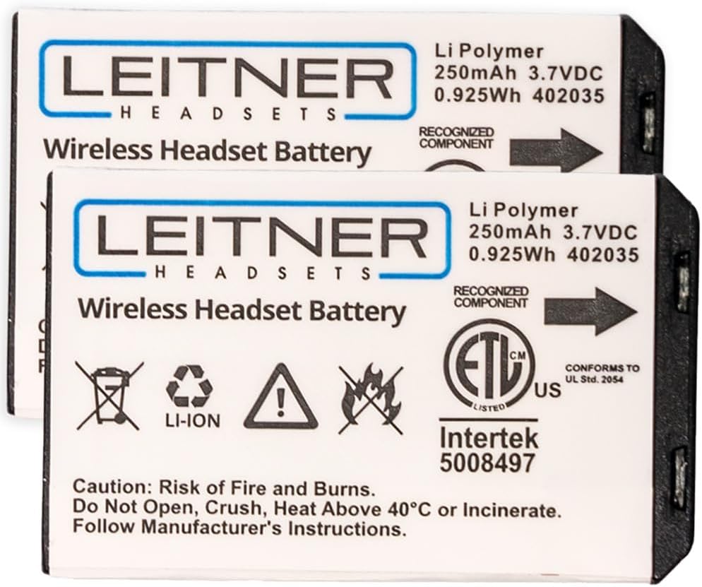 Leitner Genuine Replacement Battery LH470, LH475, LH570, LH575, LH670, and LH675 – Works with All Premium Plus Headsets