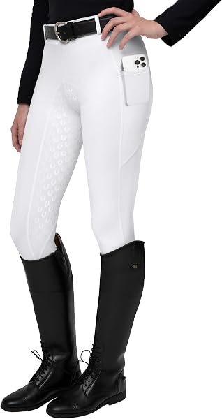 FitsT4 Women's Silicone Riding Leggings with Cell Phone Pocket and Belt Loops - 1