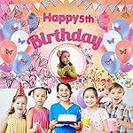 Custom Butterfly Happy Birthday Party Decorations Supplies Personalized Butterfly Balloon Princess Girl Birthday Backdrop Banner(4x6ft) - Image 5