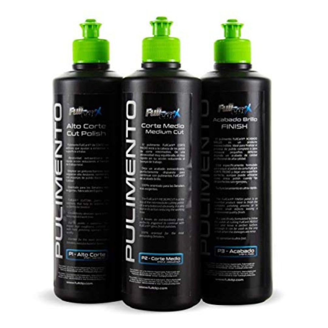 AutoFullCar - Kit Lucidatura Auto - Confezione x3 Lucidini FullCarX - Alto Taglio, Taglio Medio-Veloce e Finitura Lucida - 500 ml. Unità