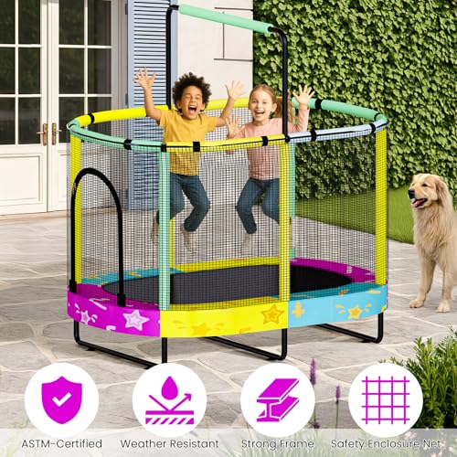image for Lamerge Kids Trampoline, ASTM-Certified with Safety Enclosure Net, Ell