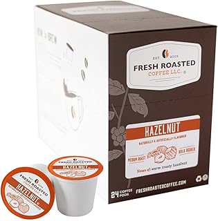Fresh Roasted Coffee, Decaf Hazelnut, Flavored Coffee Pods, K-Cup Compatible, 24Count