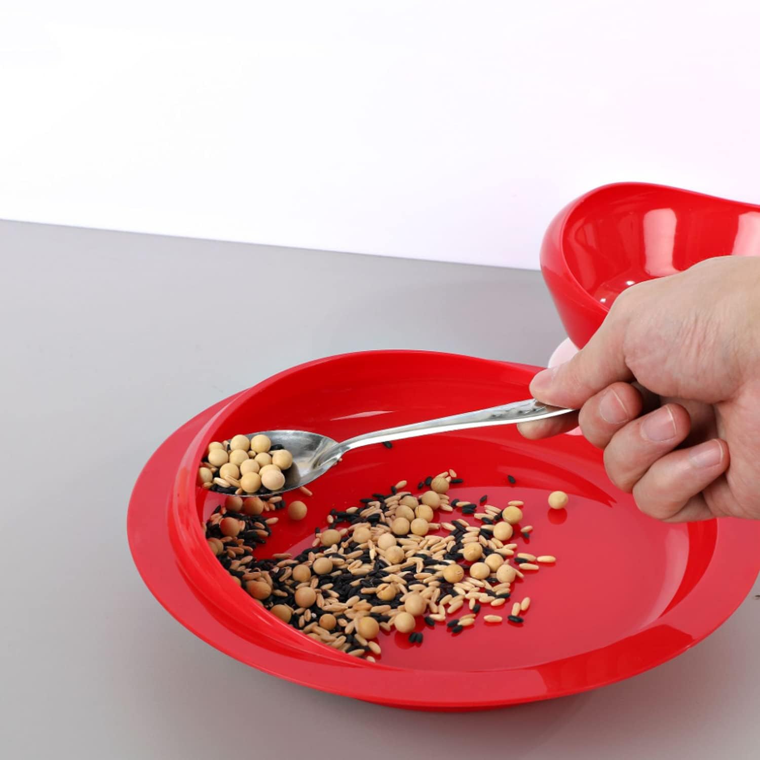 Plato y Cuenco a Prueba de derrames con Base de Ventosa, Plato Antideslizante para Adultos discapacitados, Cuenco de autoalimentación Adaptable para Personas Mayores(2 Plate+2 Bowl)