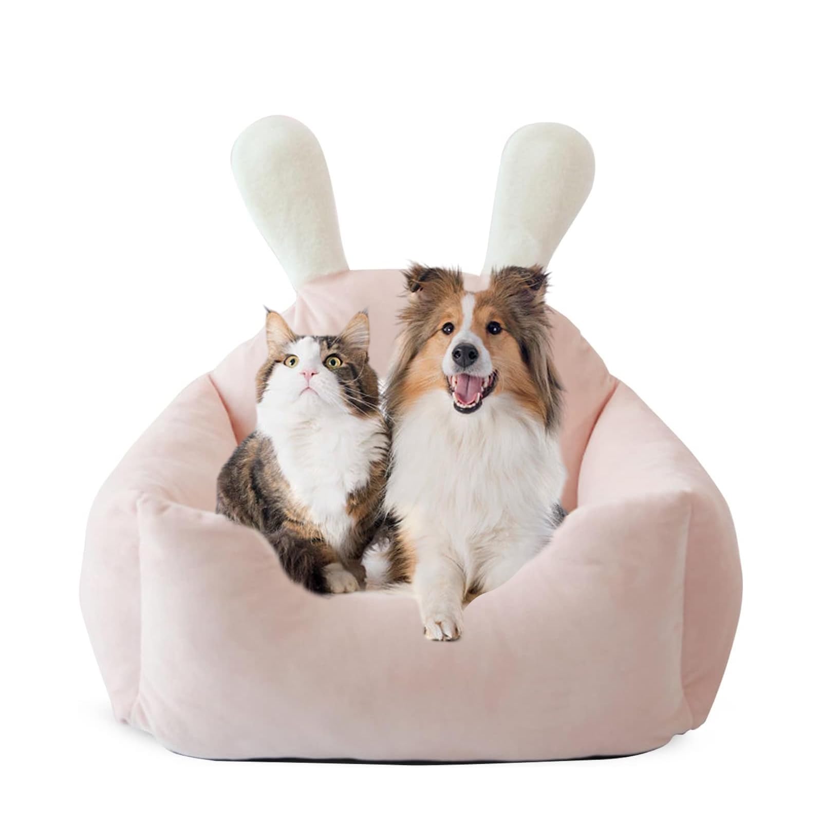 PETCUTE Letto per Cani Sfoderabile e Lavabile,Cucce per Cani da Interno,Ultra-Morbido Cuscino per Cani per Cani di Piccola, Media e Grande Taglia,Carino Orecchio di Coniglio Letti per Gatti