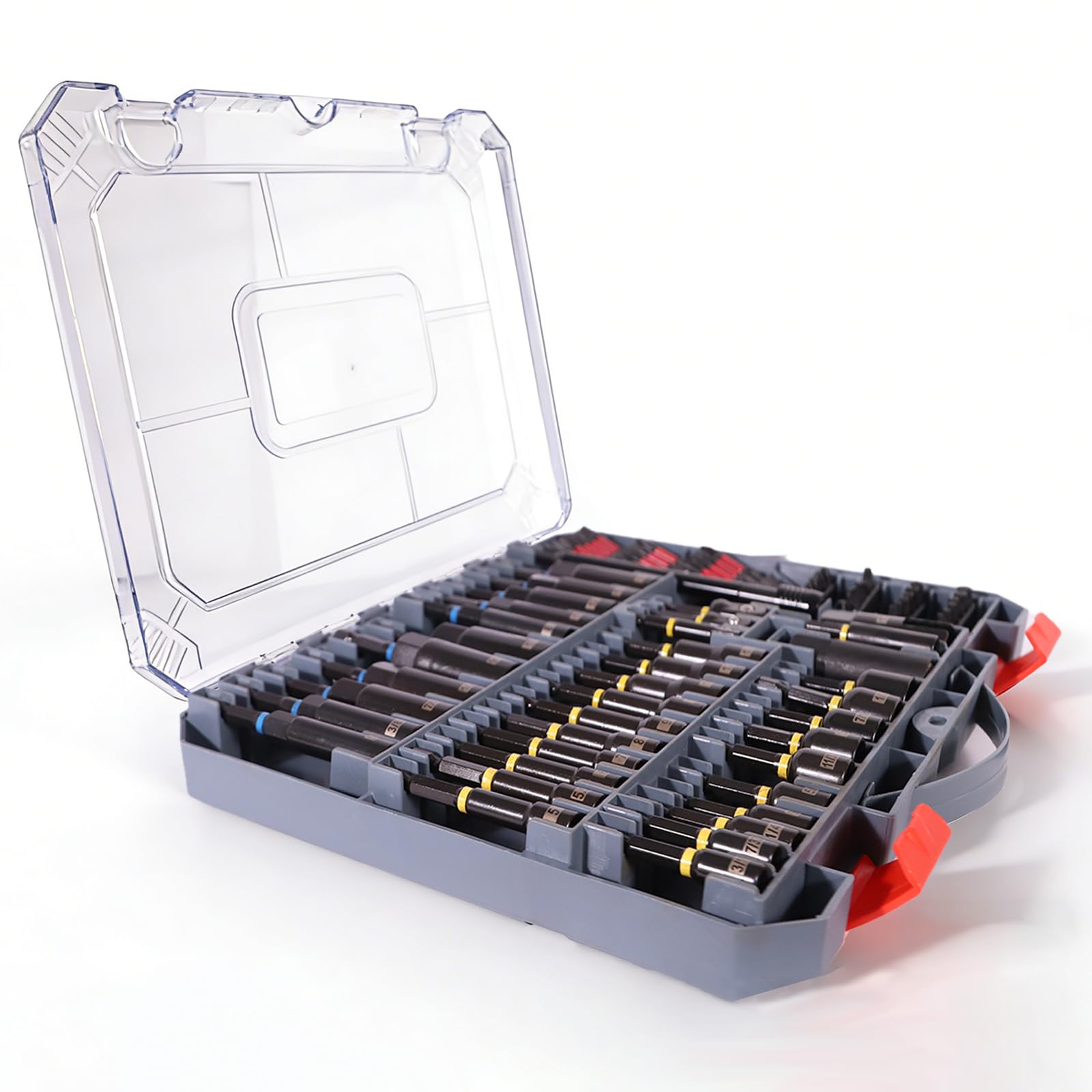 80PSC Magnetic Nut Driver Set Metric &amp; SAE with Socket Adapters, Wing Nut Driver, Bit Holder, Universal Sockets, Quick Release Extension, Power Bits, 1/4'' Quick Change, Storage Box