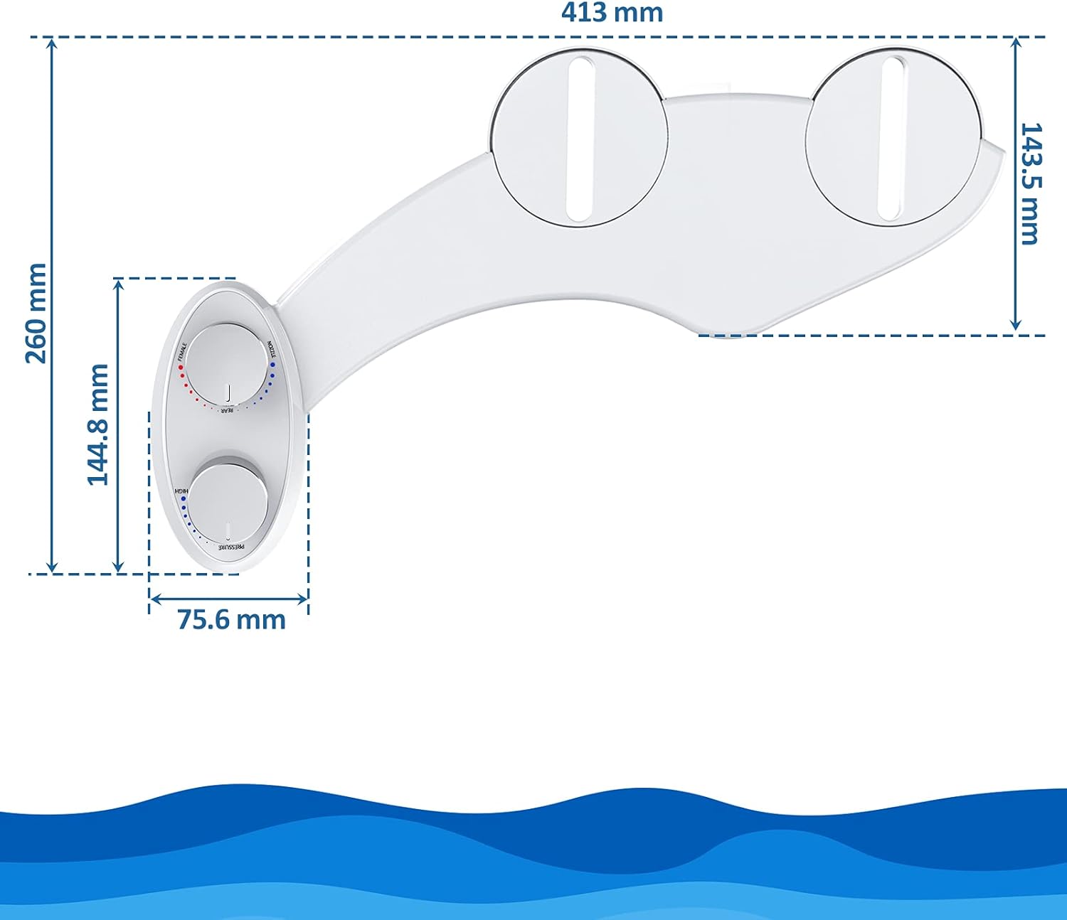 BLUE STONE Bidet Toilet, Self Cleaning Dual Nozzle (Posterior & Feminine Wash) Non-Electric Bidet for Toilet, Fresh Water Sprayer Bidet Toilet Seat Attachment with Adjustable Pressure Control - - 