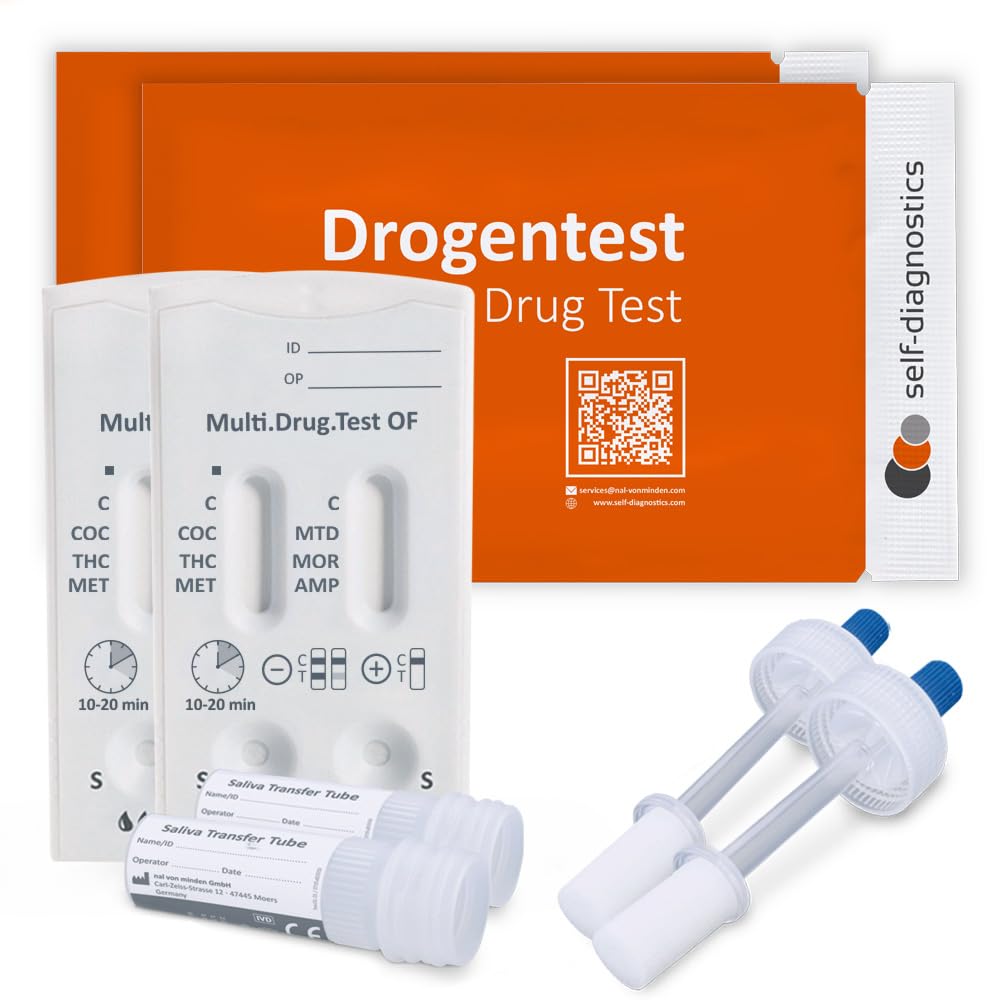2x self-diagnostics Test salivaire multi-drogues 6-en-1 kit de test rapide pour la détection de 6 drogues dans la salive