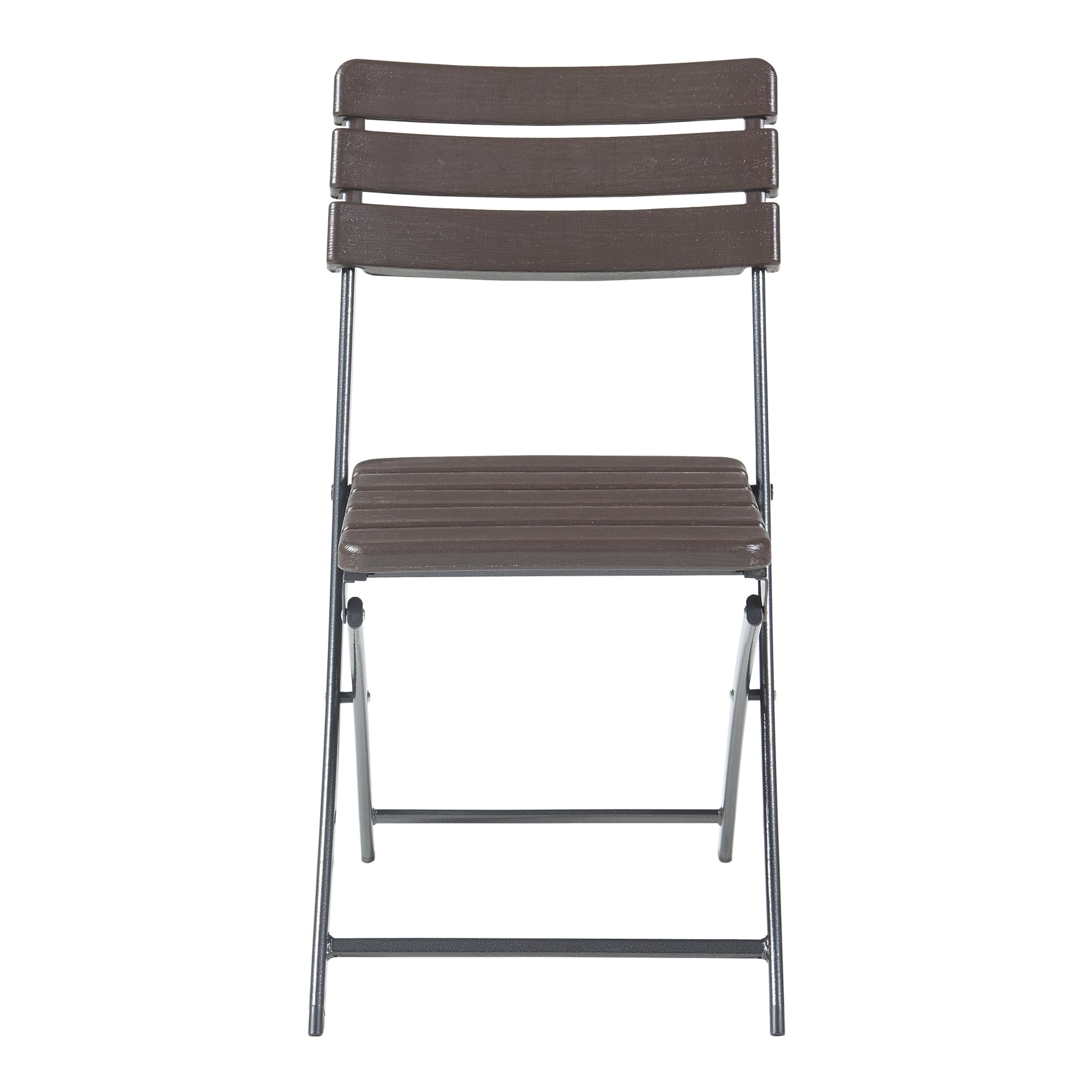 [en.casa] Lot de 2 Chaises Pliantes pour Camping Jardin Terrasse Extérieur Intérieur Set de 2 Chaises Résistantes Métal Plastique HDPE 81 x 46 x 58 cm Effet Bois Marron Foncé