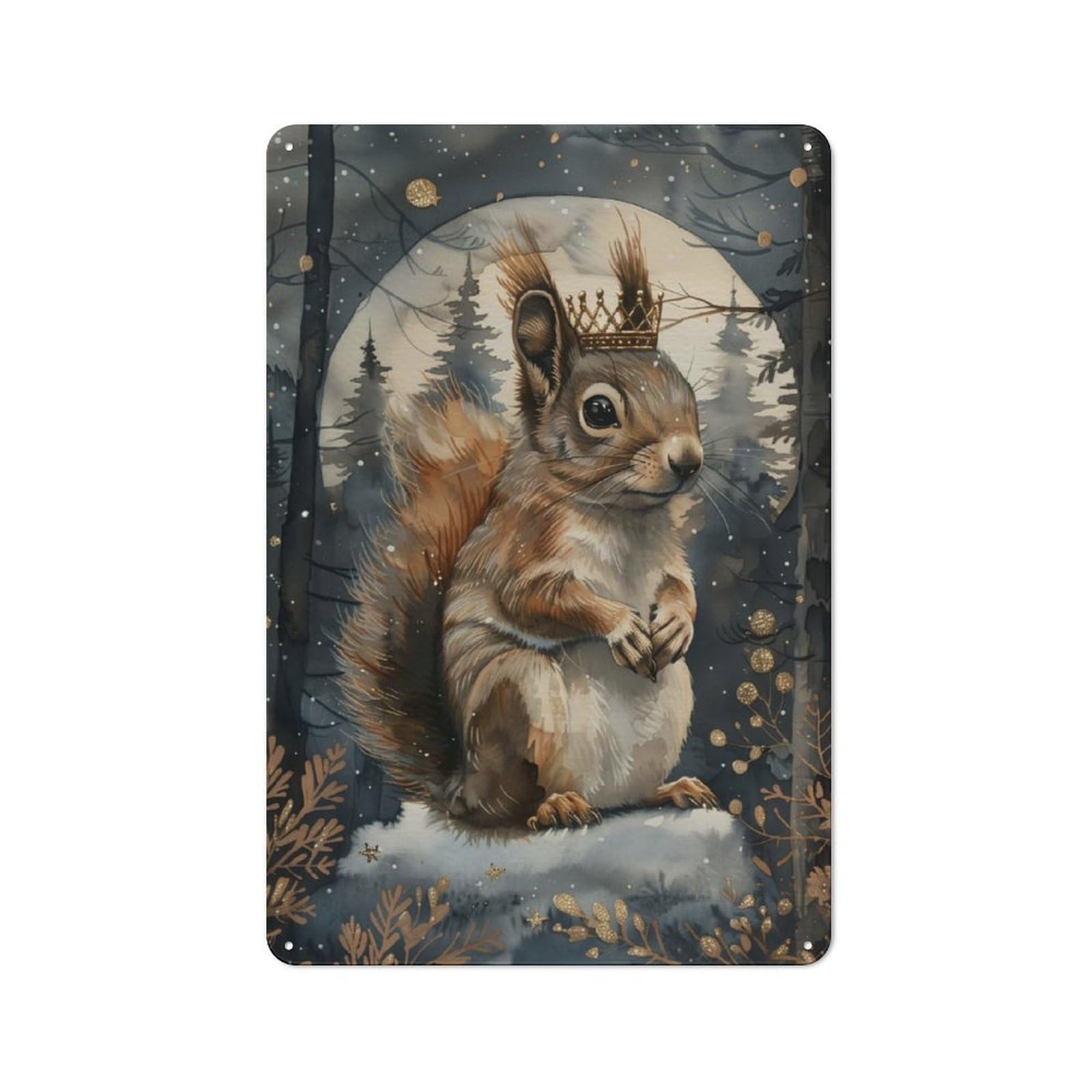 Junmoney Whimsical Squirrel Artwork Printed Metal Sign 30X20cm For Bar Or Restaurant, For Kitchen, Dining Room And Home Bar Wall Decor