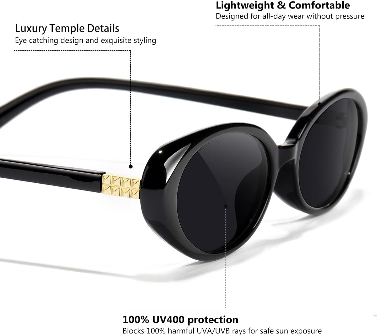 Retro Oval Sunglasses for Women Men UV400 Protection 90s Sunnies Vintage Small Frame Lightweight Sun Glasses - Image 7