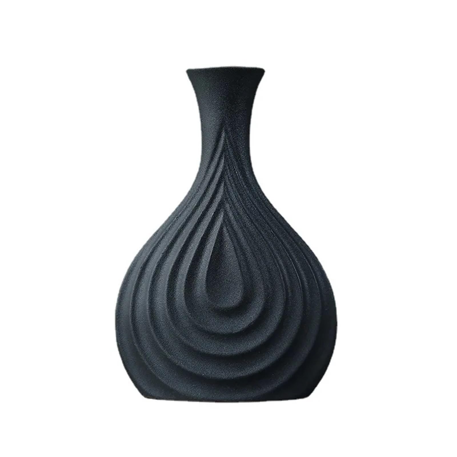 Vase géométrique en céramique noir 21cm pour décoration salon moderne
