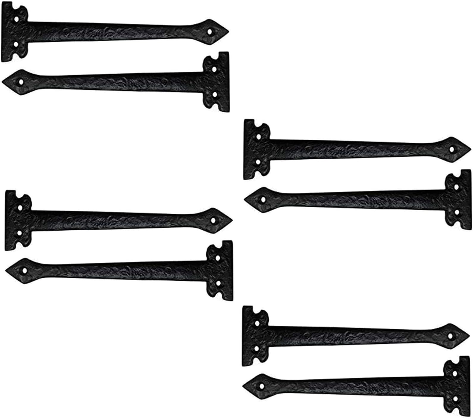 Adonai Hardware 7" "Agee Heavy Duty Antique Cast Iron Strap False or Faux or Dummy Hinge Front (8 Pack, Matte Black) for Vintage Barn Doors, Gates, Furniture, Garage, Shutters and Fences