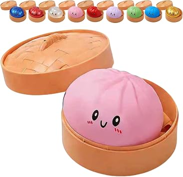 Glitter Dumpling, Glitter Dumpling Squishy with Box, Dumplings Sensory Squeeze Toy for Stress Relief Pink