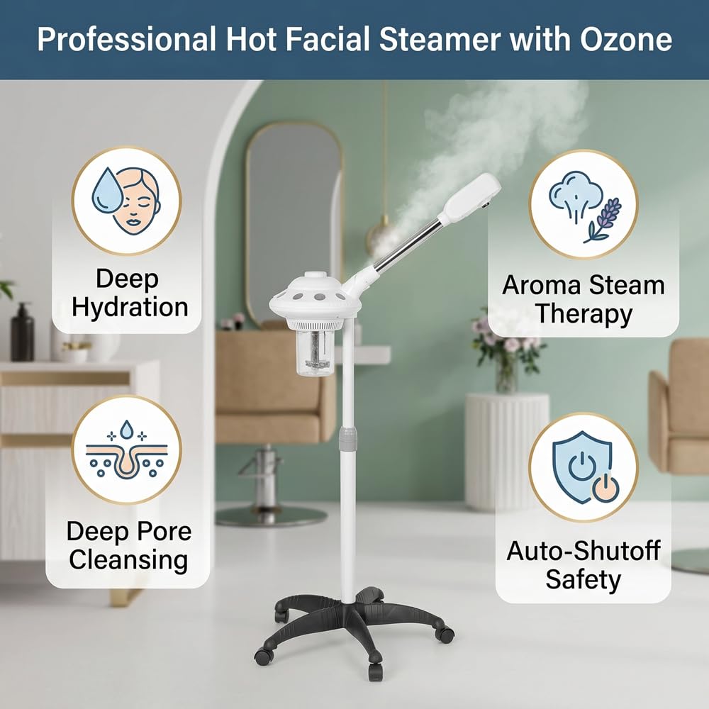 Vaporizador Facial de Ozono 750W con Brazo Oscilante Ajustable