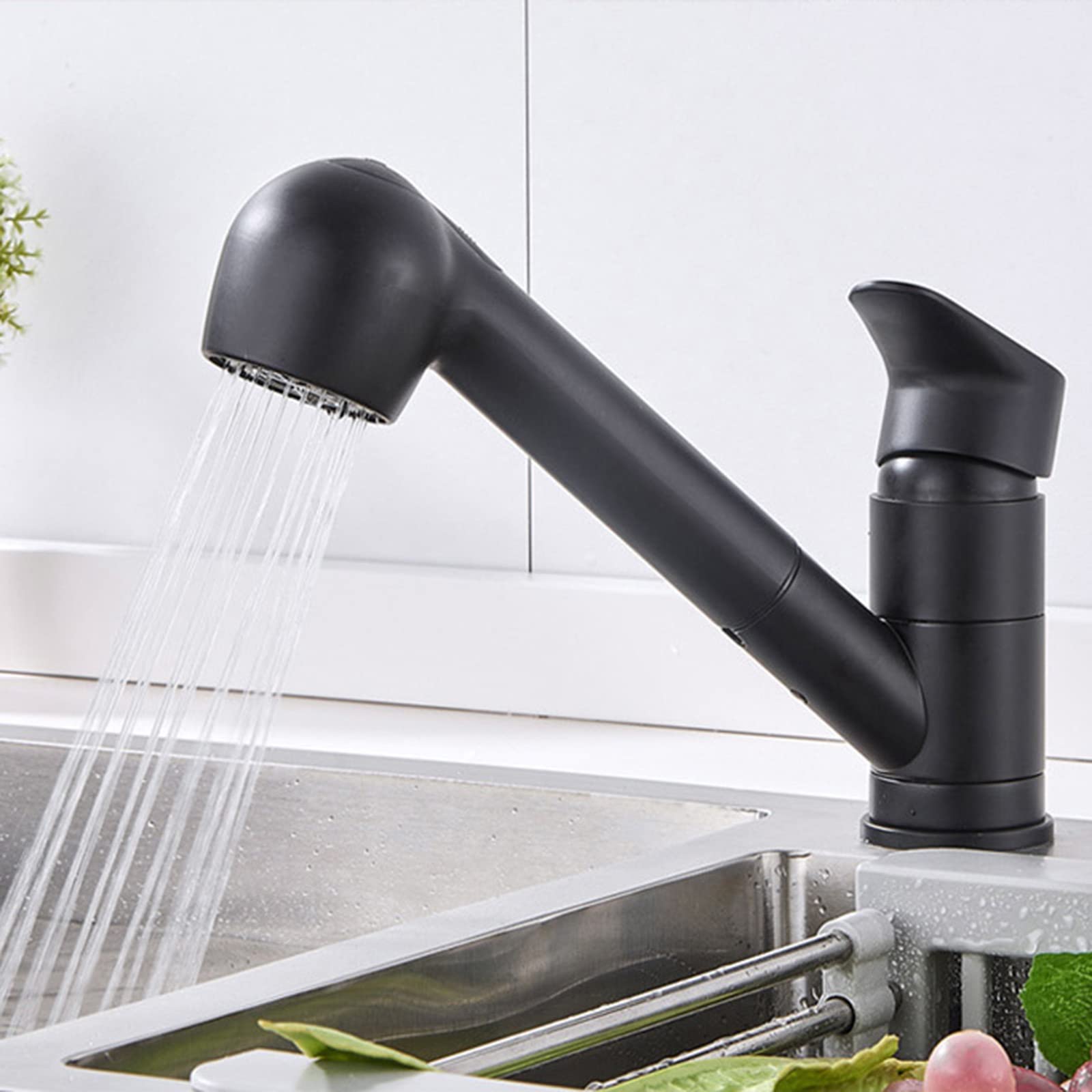 Robinet de cuisine en laiton mitigeur rétractable noir mat haute durabilité