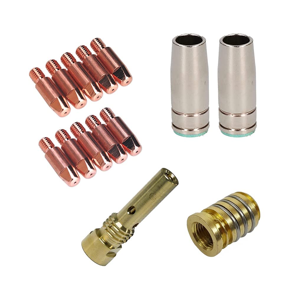 MB25 MIG Welding CONSUMABLES KIT Torch Contact Tips Nozzle Gas Shroud 25AK 14pc (1.0mm Tips)