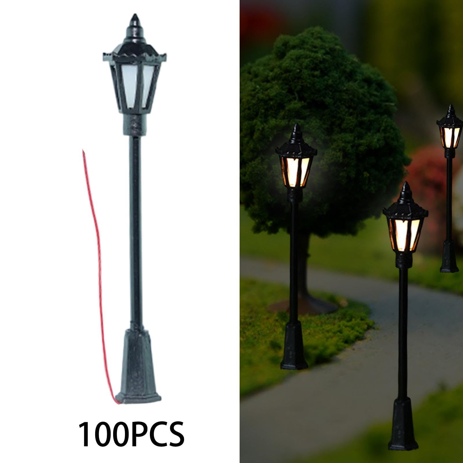 10 Stück Modellbahn Lampen Mini Straßenlaternen Modell Zubehör Europäisches Design Pp Material für Landschaftsgestaltung Modellbau Dioramen, 100 Stück