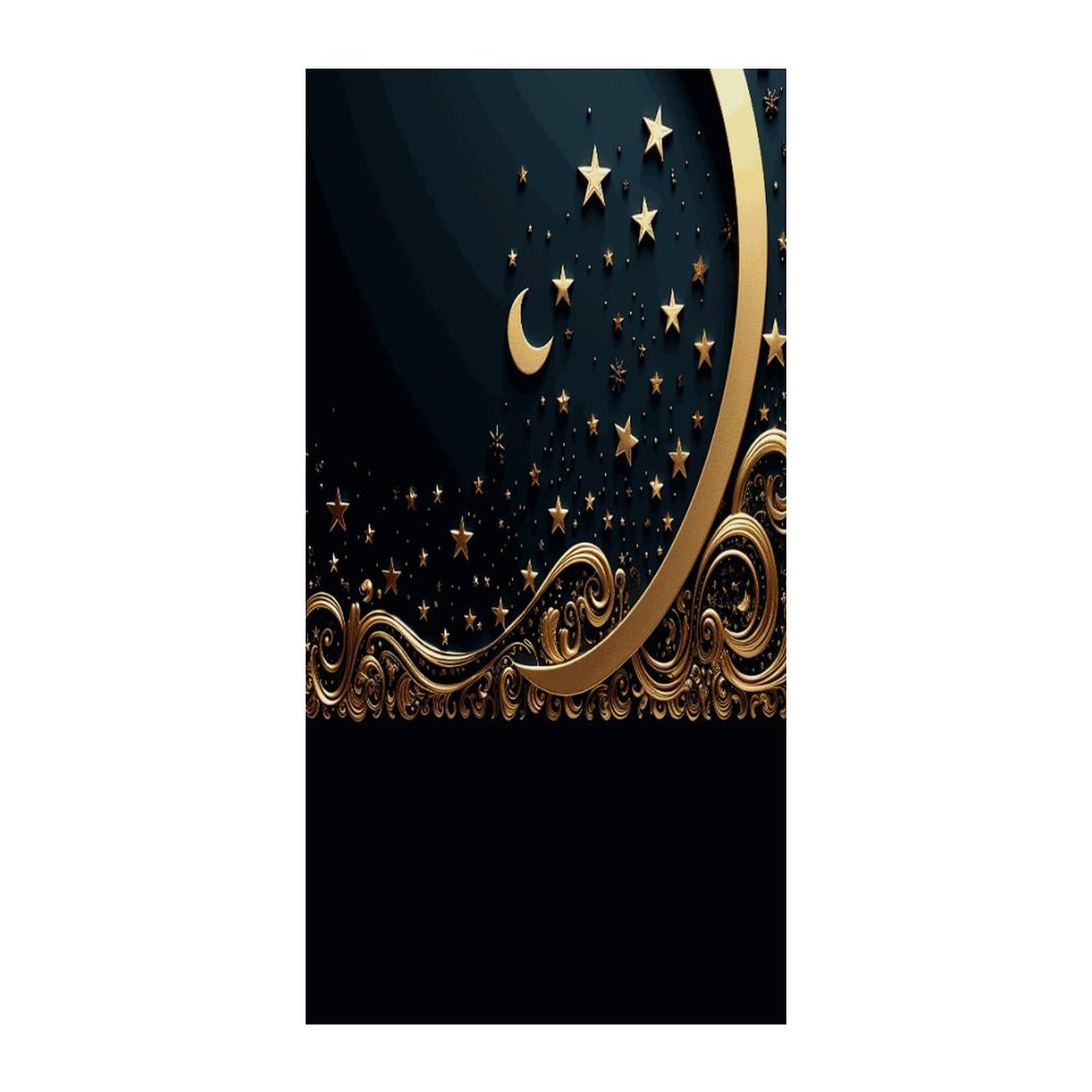 Fekiloot Style Golden Background And Crescent Moon Door Curtain Room Divider Curtains