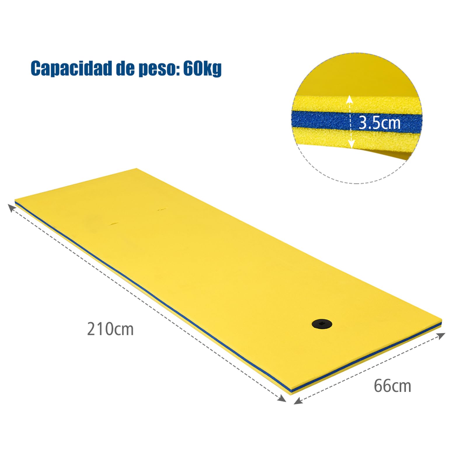 COSTWAY Flotador de Agua, Estera Flotante de Espuma XPE de 3 Capas，Resistente al Desgarro con Dispositivo para Recreación y Relajación en el Agua, para Mar, Lago, Piscina