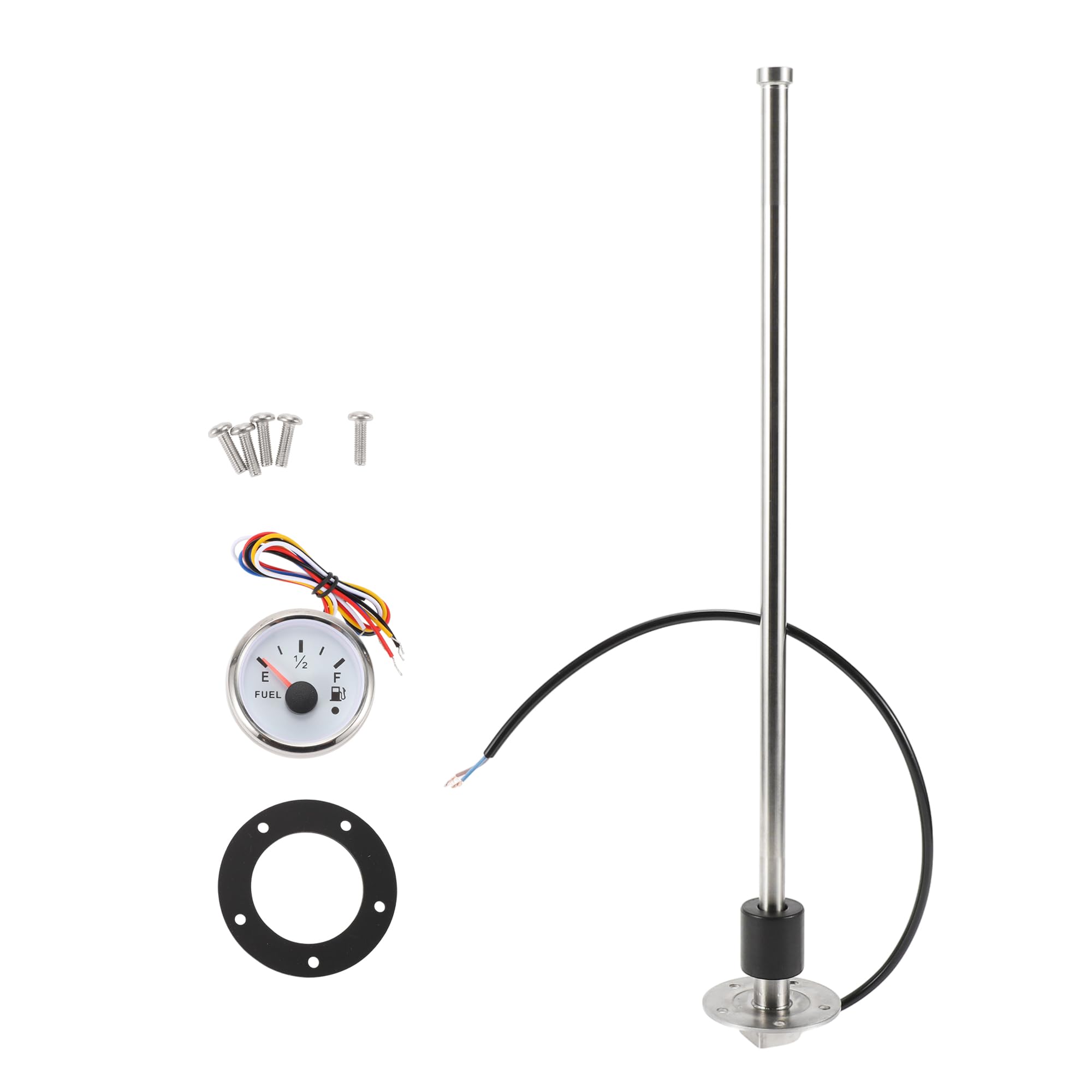 A ABSOPRO 475mm Fuel Sending Unit and Gauge Kit 18.7" Boat Fuel Tank Sending Unit Fuel Water Level Sensor and Fuel Gauge for Boat Car Truck RV