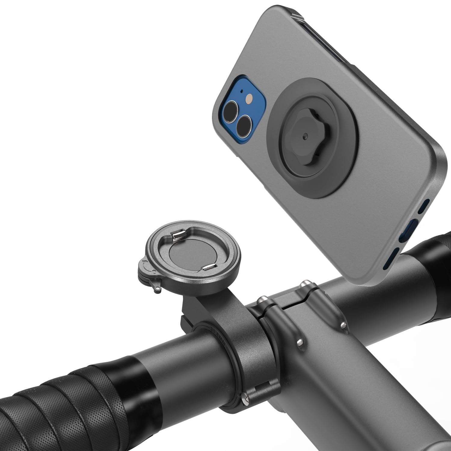 Support Téléphone Vélo Aluminium - Porte Telephone Velo pour VTT/Vélo Électrique/Scooter, Fixation Ultra Stable et Sécurisée avec Système Rapide, Compatible iPhone 17/16 & & Smartphone 4-7,5”
