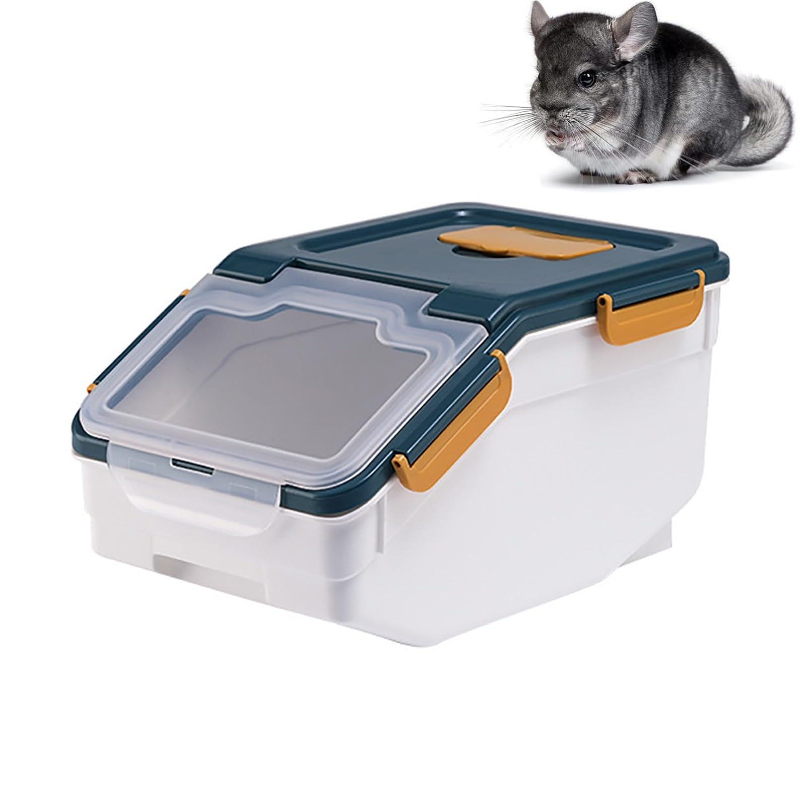 Large Chinchilla Sand Bath Box – Plastic Dust Bath House with Lid, Sand Cup & Scoop, Easy-Clean Bathroom for Chinchillas, Hamsters, Guinea Pigs, Hedgehogs, Squirrels & Small Pets(Blue)