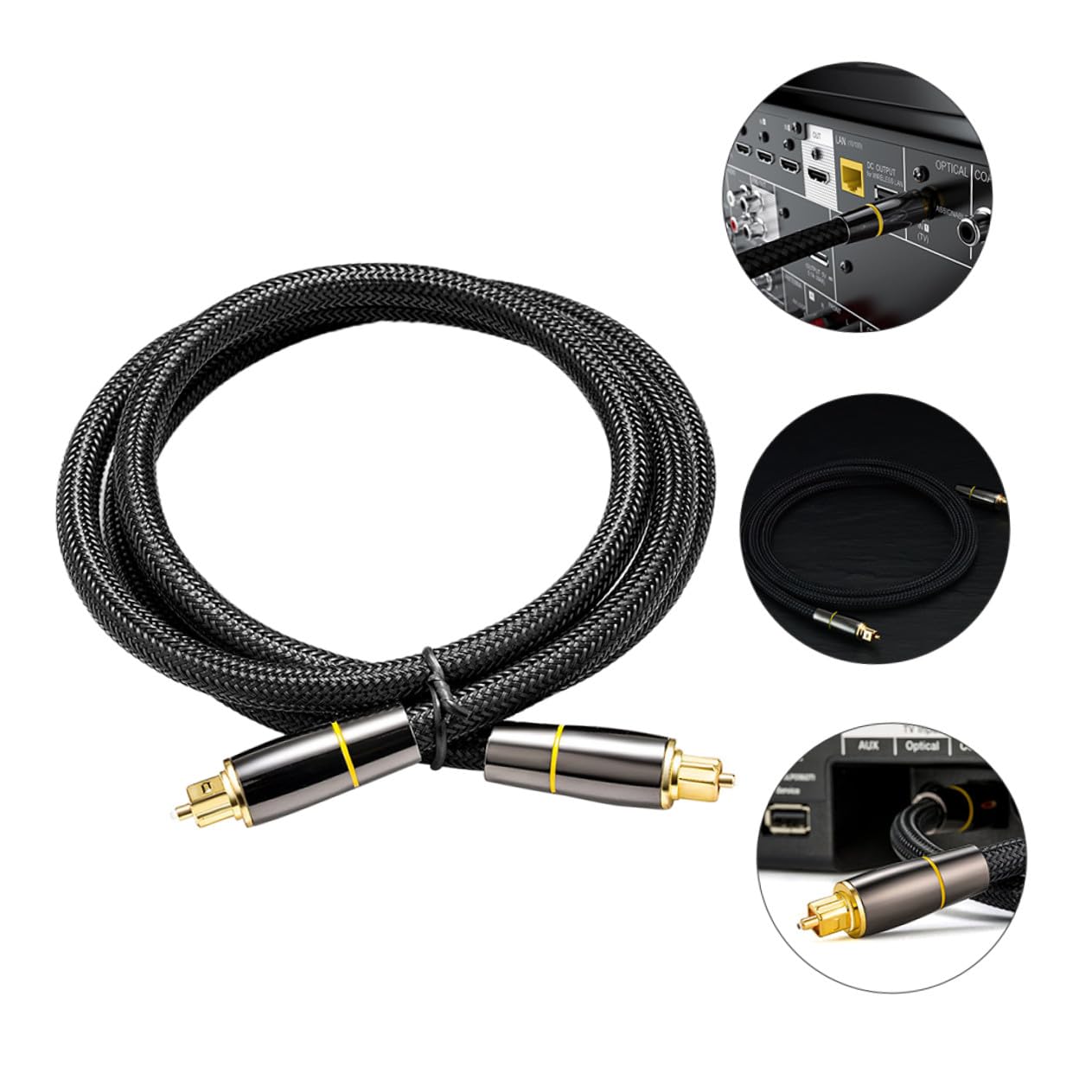 Câble Audio Optique Numérique 20m en Fibre Noire pour Console et Tv