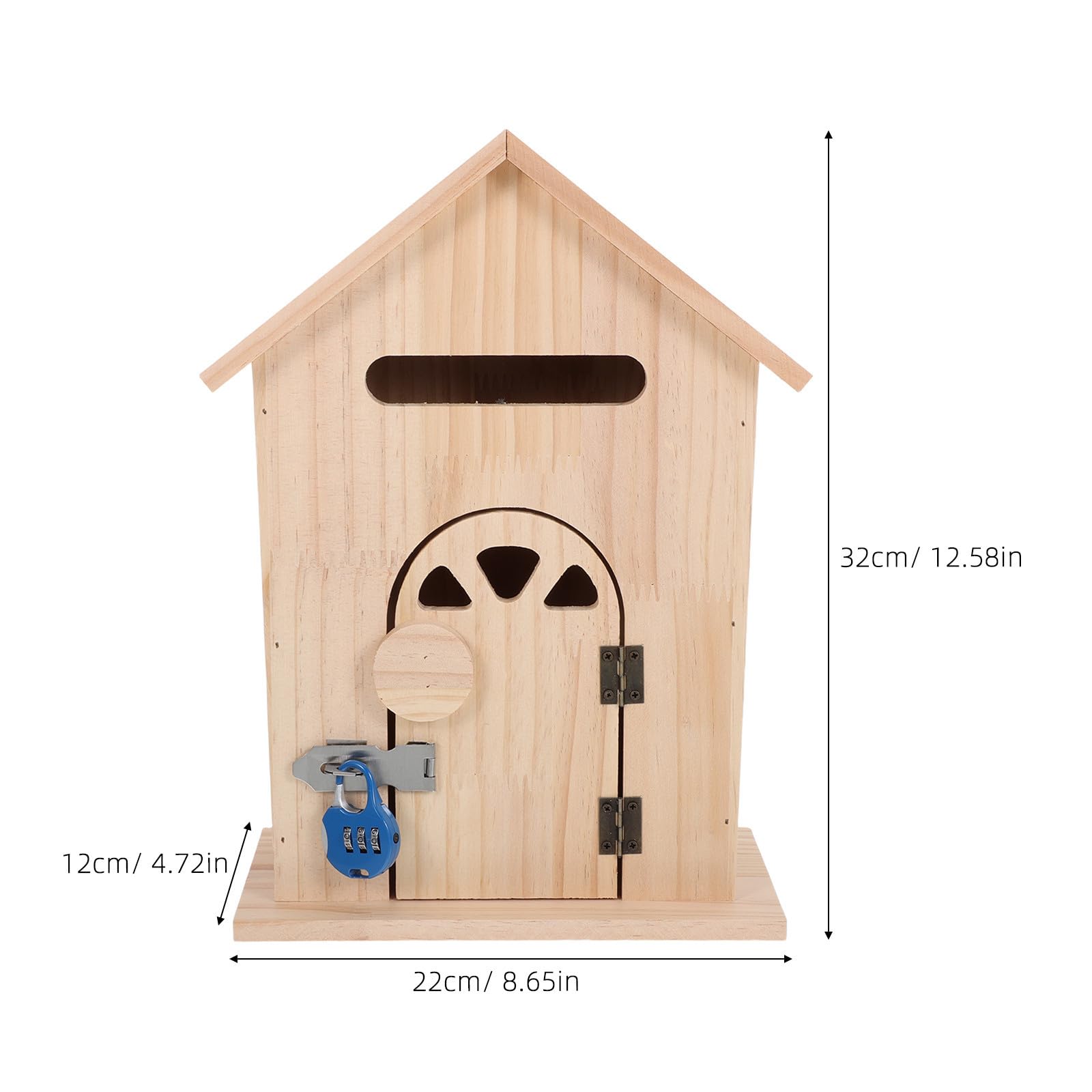 buzón de sugerencias con Cerradura de Madera para Pared, Forma de casa, Estilo Vintage para Apartamentos y oficinas, Uso Exterior