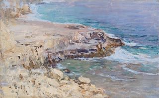 Rocky Coastal Area (Ca. 1900-1920) 48x30 Huge UnFramed Art Print Poster Ready for Framing by Alfred Zoff