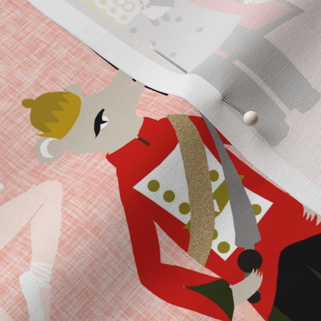 Spoonflower Fabric - Nutcracker Ballet Xmas Holiday Christmas Ballerina Printed on Petal Signature Cotton Fabric by The Yard - Sewing Quilting Apparel Crafts Decor