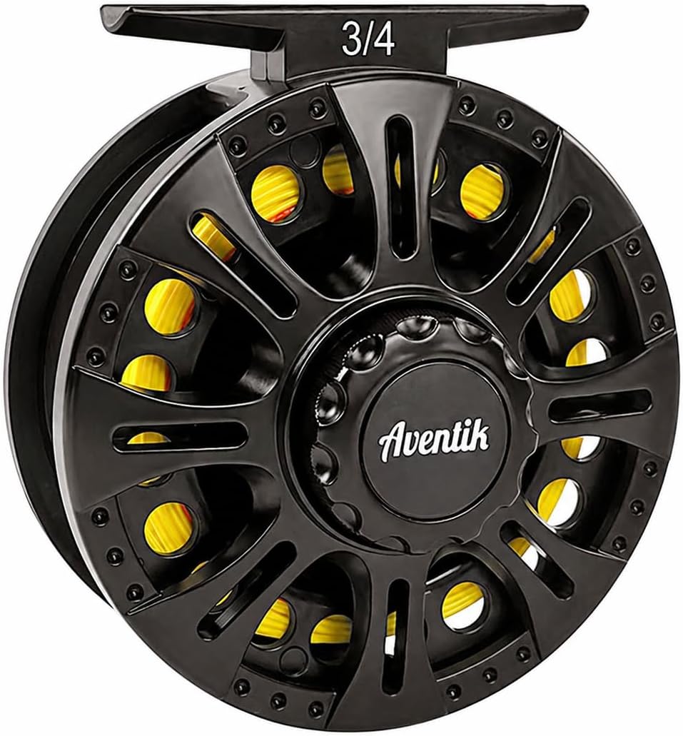 Aventik HVCE Graphite Fly Reel Center Drag System Classic III Graphite Large Arbor Sizes 3/4, 5/6, 7/8 Fly Fishing Reels