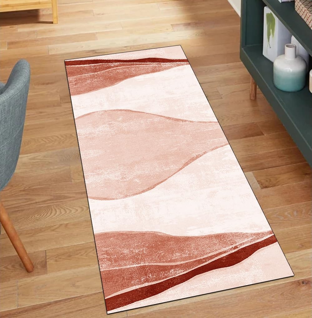 Alfombra de cocina color naranja para pasillos modernos lavable y abstracta 100 cm