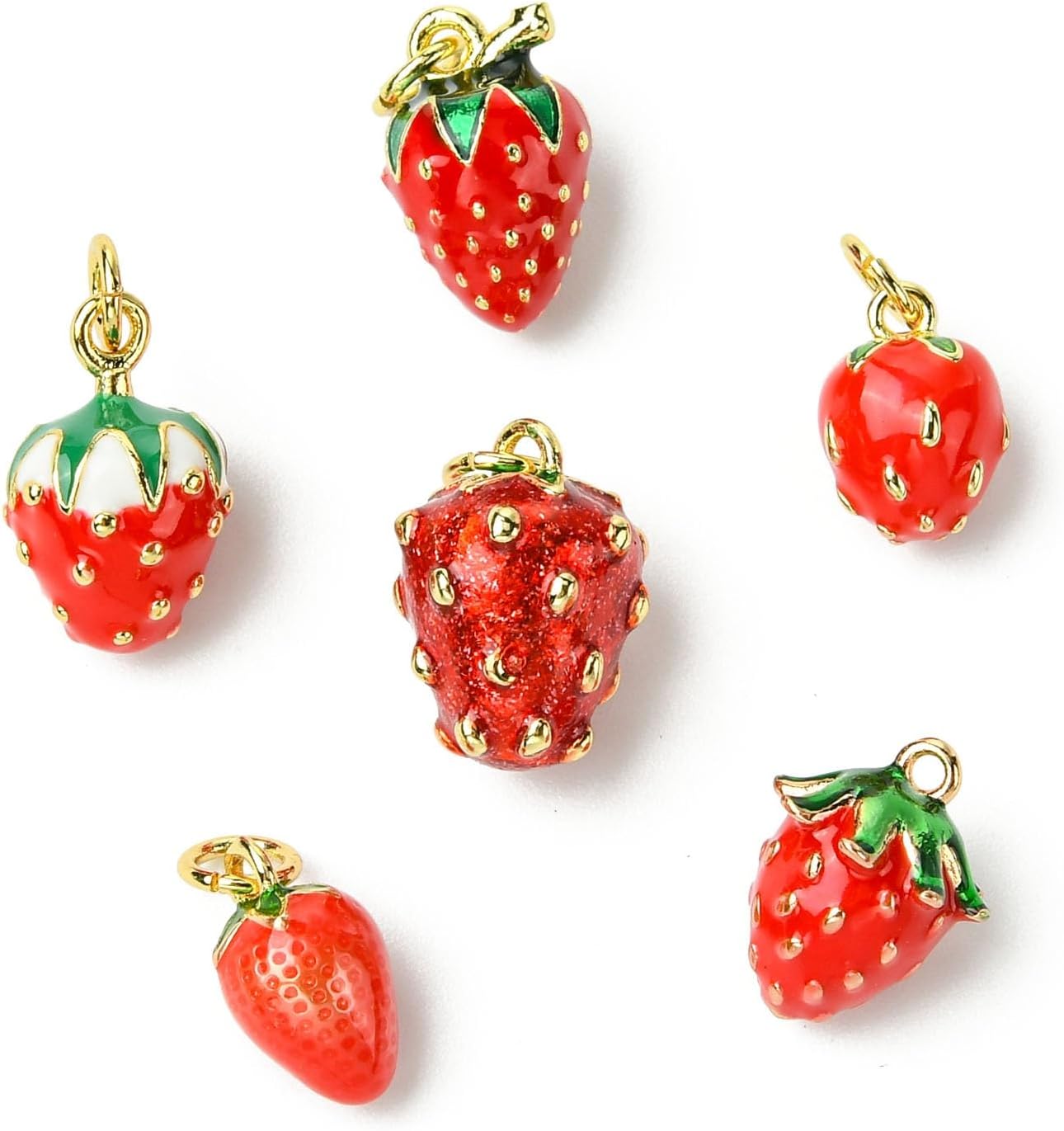 KitBeads 6Pcs Red Strawberry Charms18K Gold Plated Fruit Charm 3D Dangle Strawberry Charms for Jewelry Making Bracelets Necklaces Crafts - Image 8