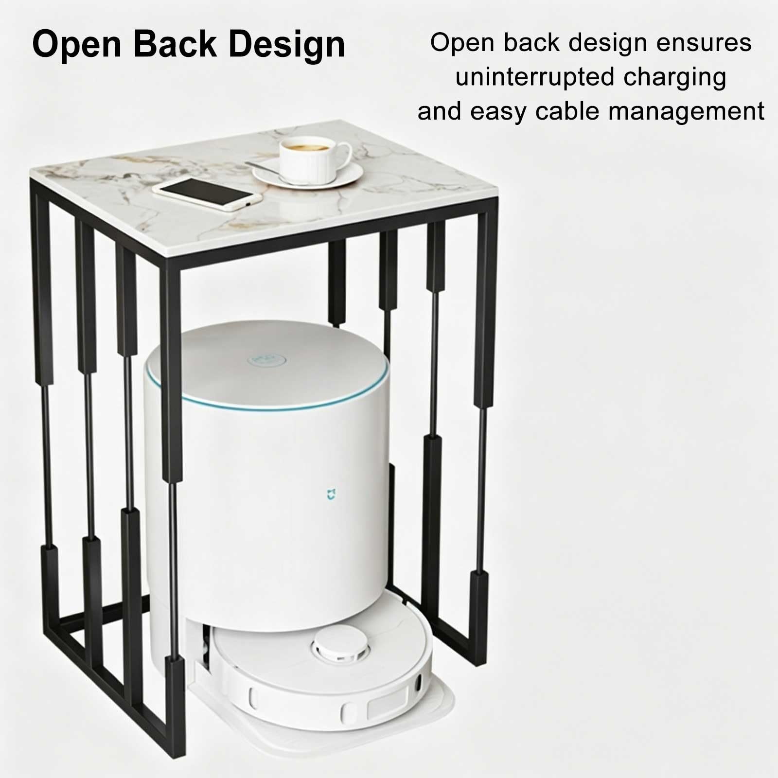 Gabinete de Soporte de vacío for Robot de Metal, Estante de Almacenamiento for vacío de Robot con Almacenamiento de Doble Nivel, Mesa Auxiliar(Gray,50cm)