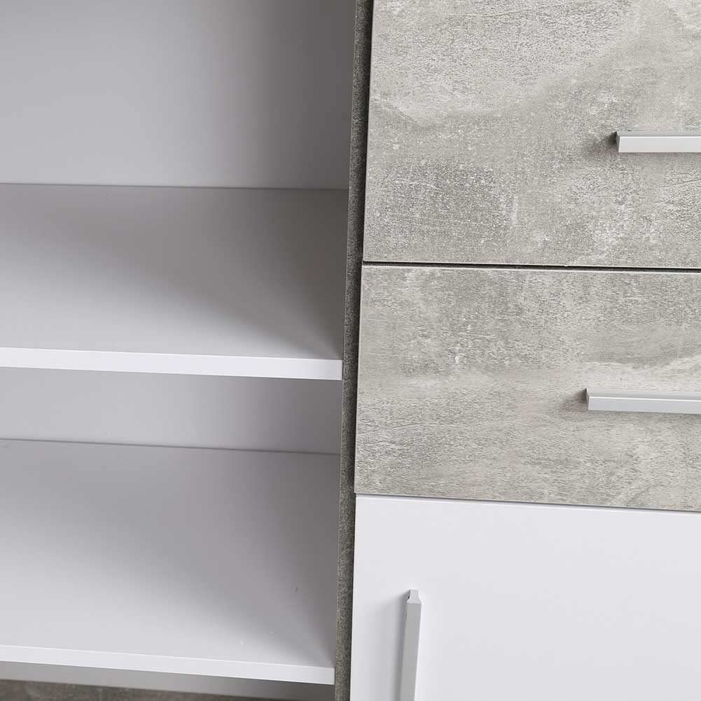BAKAJI Mueble aparador con cajones y Puertas de 2 estantes Armario de Cocina Moderno baño Madera de ingeniería, Blanco, 82 x 35 x 80 cm