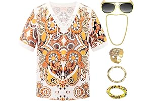 Mainfini Men's 70s Hippie Costume 60s Disco Outfit