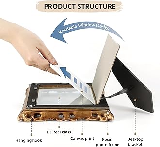 FOLKOR Vintage Canvas Wall Art Decor for Hallway Entryway Staircase, Classical Portrait Oil Paintings Prints with Gold Picture Frame, Retro Wall Decor for Desk Table Shelf Gallery Wall Decoration